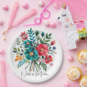 Wasserfarbenromantik: Eine farbenfrohe Hochzeit Pappteller (Party)