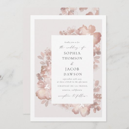 Wasserfarbenromantik Einladung (Vorne/Hinten)