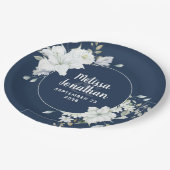 Wasserfarbenromantische, blumenweiße Blume Hochzei Pappteller (Schrägansicht)