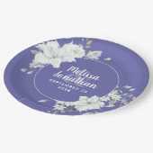 Wasserfarbenromantische, blumenweiße Blume Hochzei Pappteller (Schrägansicht)