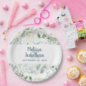 Wasserfarbenromantische, blumenweiße Blume Hochzei Pappteller (Party)