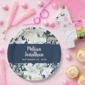 Wasserfarbenromantische, blumenweiße Blume Hochzei Pappteller (Party)