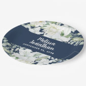 Wasserfarbenromantische, blumenweiße Blume Hochzei Pappteller (Schrägansicht)