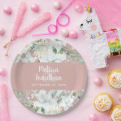 Wasserfarbenromantische, blumenweiße Blume Hochzei Pappteller (Party)