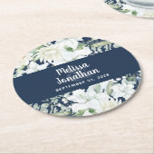 Wasserfarbenromantische, blumenweiße Blume Hochzei Runder Pappuntersetzer (Angewinkelt)