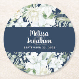 Wasserfarbenromantische, blumenweiße Blume Hochzei Runder Pappuntersetzer