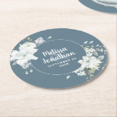 Wasserfarbenromantische, blumenweiße Blume Hochzei Runder Pappuntersetzer (Angewinkelt)