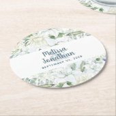 Wasserfarbenromantische, blumenweiße Blume Hochzei Runder Pappuntersetzer (Angewinkelt)