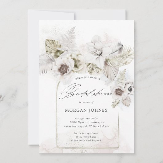 Wasserfarbenromantisches Brautparty mit Blumenmoti Einladung (Vorderseite)