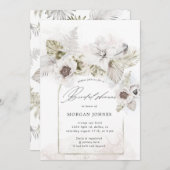 Wasserfarbenromantisches Brautparty mit Blumenmoti Einladung (Vorne/Hinten)