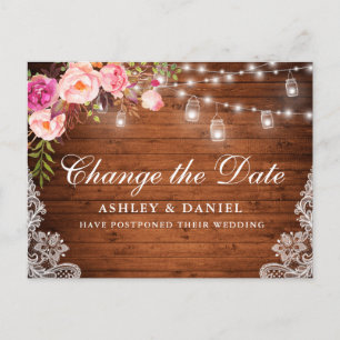 Wasserfarbenrosa Blumenholzgläser verändern das Da Postkarte