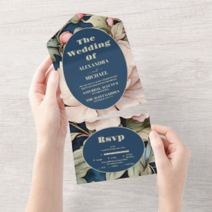 Wasserfarbenrosa Blumenzehen All In One Einladung