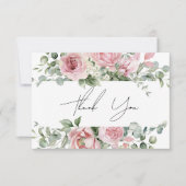 Wasserfarbenrosa Blumenzehen Dankeskarte (Vorderseite)