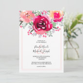 Wasserfarbenrosa Blumenzehen Einladung (Stehend Vorderseite)