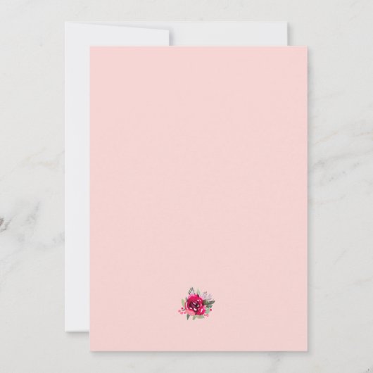 Wasserfarbenrosa Blumenzehen Einladung (Rückseite)