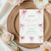 Wasserfarbenrosa Coquette verbeugt süßes Mädchen Einladung