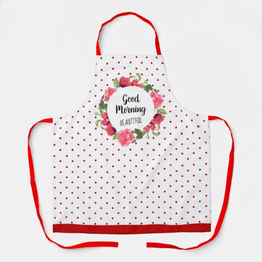 Wasserfarbenrosa Rose und Rotpfeife Kranzkreis Schürze (Vorderseite)