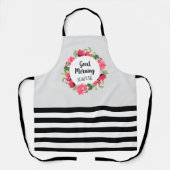 Wasserfarbenrosa Rose und Rotpfeife Kranzkreis Schürze (Vorderseite)