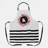 Wasserfarbenrosa Rose und Rotpfeife Kranzkreis Schürze (Vorderseite)