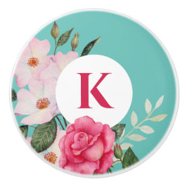 Wasserfarbenrosa und weißer Rosenkreislauf Keramikknauf