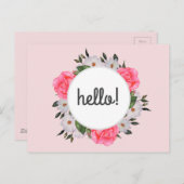 Wasserfarbenrosa und weißer Rosenkreislauf Postkarte (Vorne/Hinten)