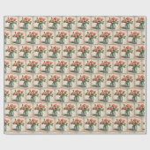 Wasserfarbenrose Bouquet in Jar Geschenkpapier (Flach)