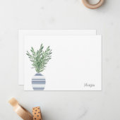 Wasserfarbenrosemary und Blauer Streifen Mitteilungskarte (Vorderseite/Rückseite Beispiel)