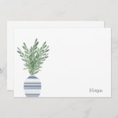 Wasserfarbenrosemary und Blauer Streifen Mitteilungskarte (Vorne/Hinten)