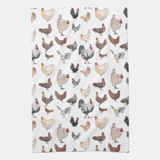 Wasserfarbenroster und Hühner Geschirrtuch (Vertikal)