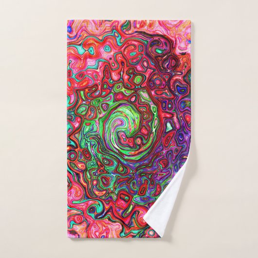 Wasserfarbenroter Groovy Abstrakt Retro Liquid Swi Badhandtuch Set (Handtuch)