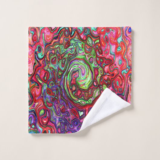 Wasserfarbenroter Groovy Abstrakt Retro Liquid Swi Badhandtuch Set (Waschlappen)