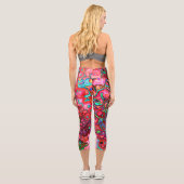 Wasserfarbenroter Groovy Abstrakt Retro Liquid Swi Capri Leggings (Rückseite)