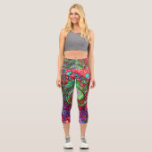 Wasserfarbenroter Groovy Abstrakt Retro Liquid Swi Capri Leggings (Vorderseite)