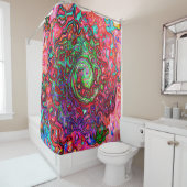 Wasserfarbenroter Groovy Abstrakt Retro Liquid Swi Duschvorhang (Beispiel)