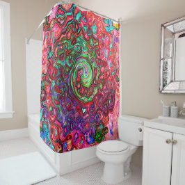 Wasserfarbenroter Groovy Abstrakt Retro Liquid Swi Duschvorhang