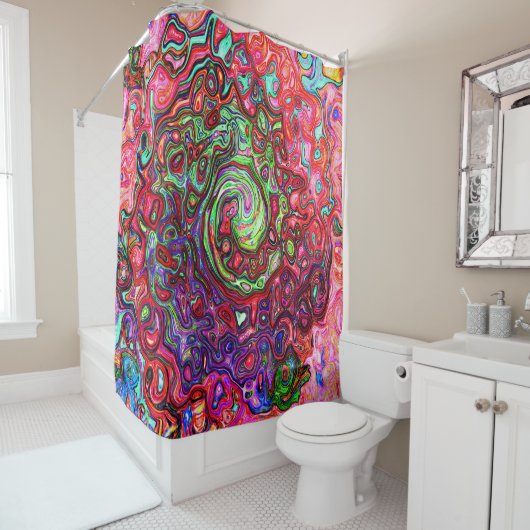 Wasserfarbenroter Groovy Abstrakt Retro Liquid Swi Duschvorhang (Beispiel)