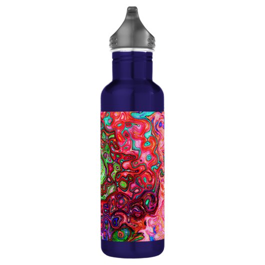 Wasserfarbenroter Groovy Abstrakt Retro Liquid Swi Edelstahlflasche (Rechts)