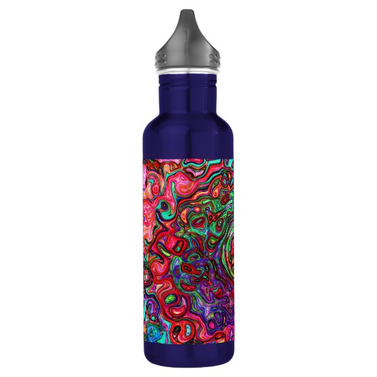 Wasserfarbenroter Groovy Abstrakt Retro Liquid Swi Edelstahlflasche (Links)