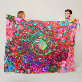 Wasserfarbenroter Groovy Abstrakt Retro Liquid Swi Fleecedecke