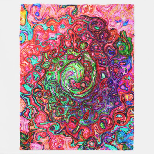 Wasserfarbenroter Groovy Abstrakt Retro Liquid Swi Fleecedecke (Vorderseite)