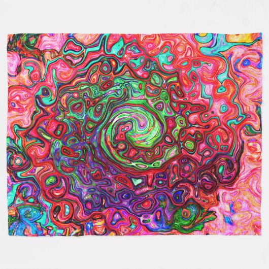 Wasserfarbenroter Groovy Abstrakt Retro Liquid Swi Fleecedecke (Vorderseite (Horizontal))