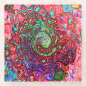 Wasserfarbenroter Groovy Abstrakt Retro Liquid Swi Glasuntersetzer (Vorderseite)