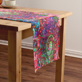 Wasserfarbenroter Groovy Abstrakt Retro Liquid Swi Kurzer Tischläufer