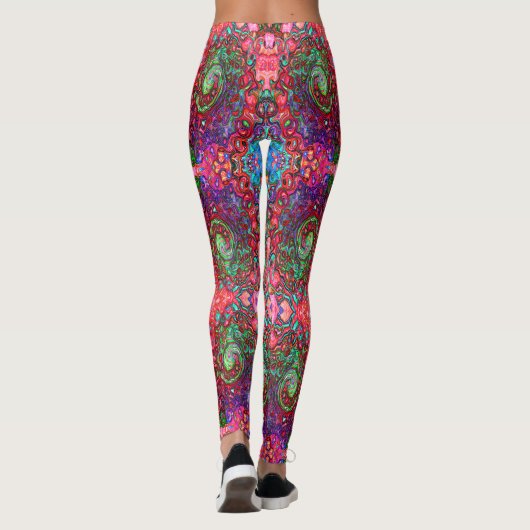 Wasserfarbenroter Groovy Abstrakt Retro Liquid Swi Leggings (Rückseite)