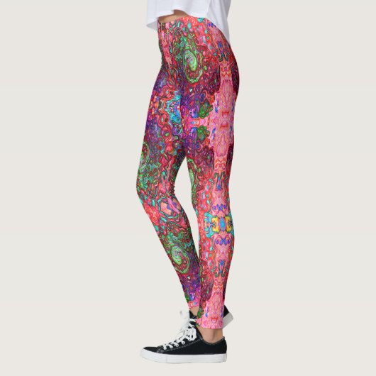 Wasserfarbenroter Groovy Abstrakt Retro Liquid Swi Leggings (Links)