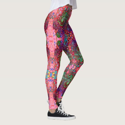 Wasserfarbenroter Groovy Abstrakt Retro Liquid Swi Leggings (Rechts)
