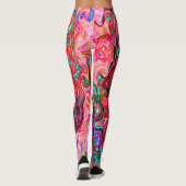 Wasserfarbenroter Groovy Abstrakt Retro Liquid Swi Leggings (Rückseite)