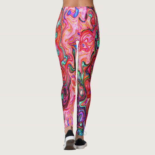 Wasserfarbenroter Groovy Abstrakt Retro Liquid Swi Leggings (Rückseite)