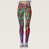 Wasserfarbenroter Groovy Abstrakt Retro Liquid Swi Leggings (Vorderseite)