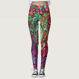 Wasserfarbenroter Groovy Abstrakt Retro Liquid Swi Leggings